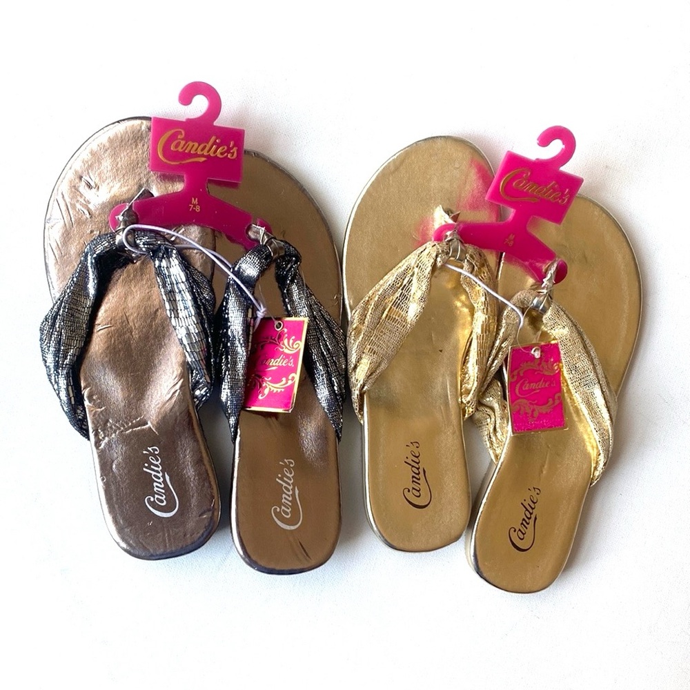 Candie's BUNDLE Women's Metallic Sandals - Gold and Silver, Size 7-8, NWT